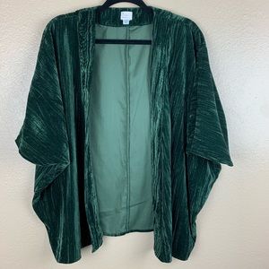 A New Day Forest Green Velvet Kimono